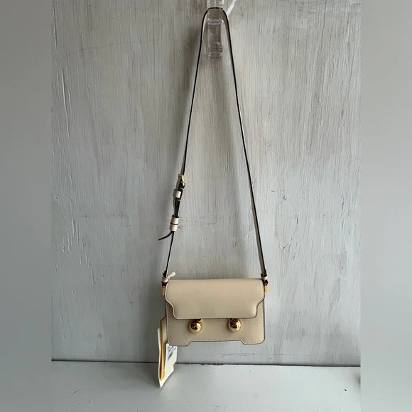 MARNI Mini Trunkaroo Leather Shoulder Bag- Off White - Picture 3 of 14
